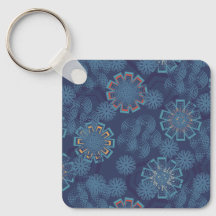 Porte-clés à motif floral indigo