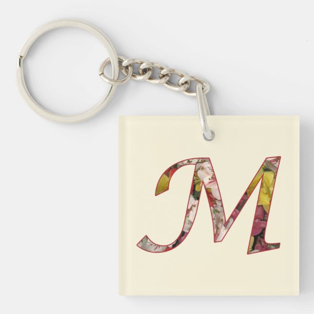 Porte-clés à motif floral Monogram M (Devant)