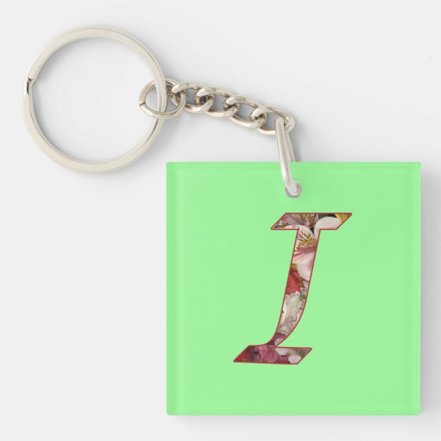Porte-clés à motif floral Monogramme I (Devant)