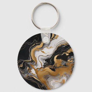 Porte-clés à motif marbré chic avec accents dorés