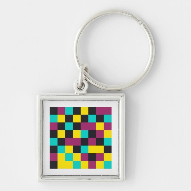 Porte-clés à motif néon pixel (Devant)