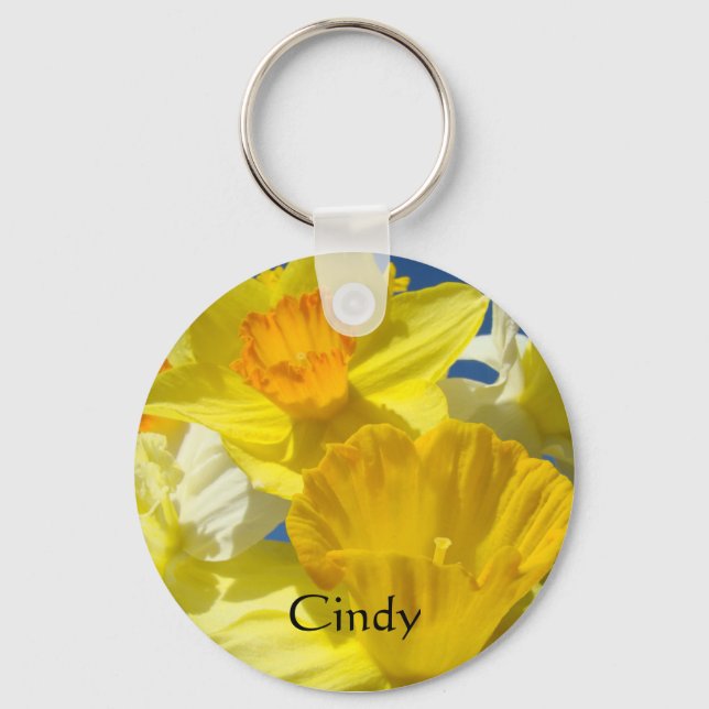 Porte-clés à nom personnalisé Fleurs de jonquille  (Recto)