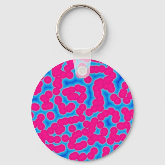 Porte-clés à petits pois croisés rose et bleu (Recto)