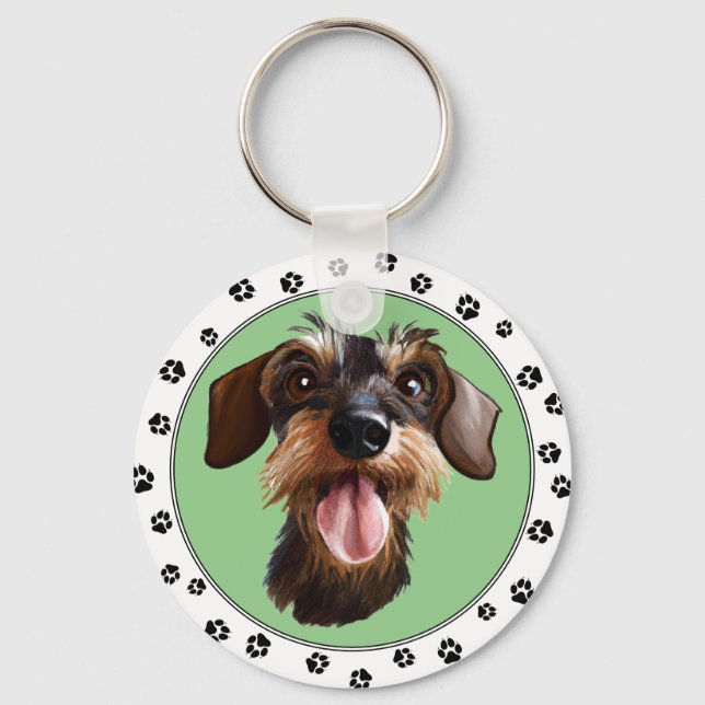 Porte-clés À poils durs Dachshund (Recto)