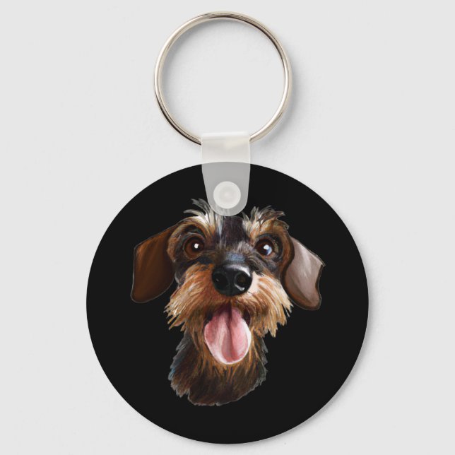 Porte-clés À poils durs Dachshund (Recto)