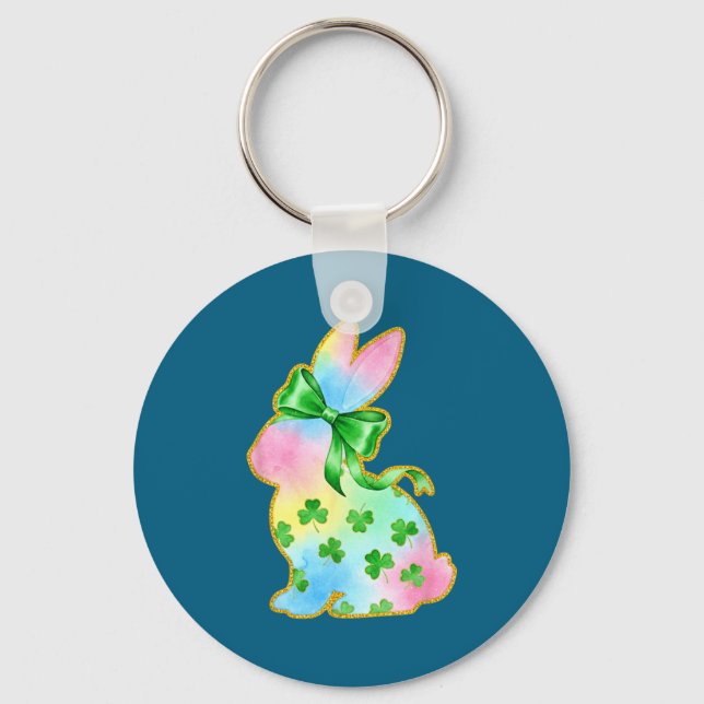 Porte-clés A Rainbow Rabbit With Green Bow And Shamrock St Pa (Recto)