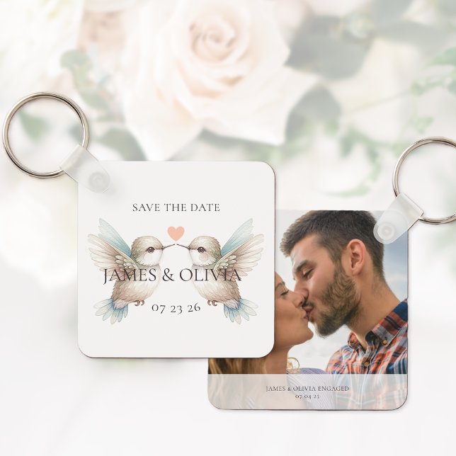 Porte-clés à thème de mariage Photo Save the Date (Photo Save the Date Wedding Themed Keychain)