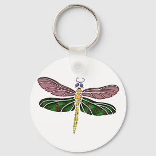 Porte-clés Abalone Shell & Stained Glass Dragonfly