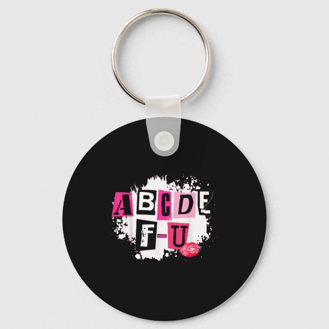 Porte-clés Abcdefu Retro Funny Heart Valentine's Day  (Recto)