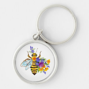 Porte-clés Abeille à fleurs avec plantes sauvages