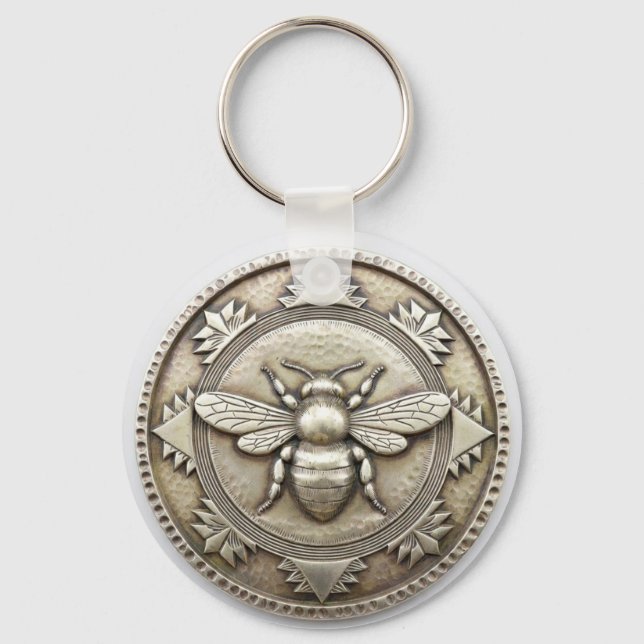 Porte-clés Abeille argentée  (Recto)