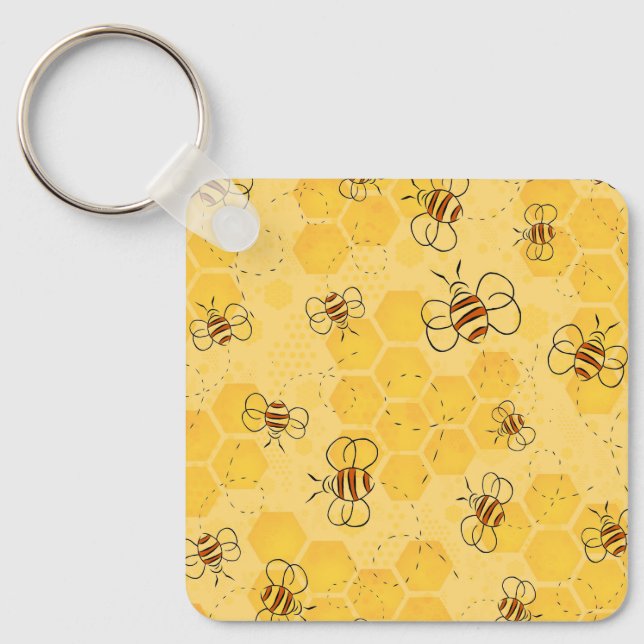 Porte-clés Abeille Bourdonnante Abeilles Mignonnes  (Recto)