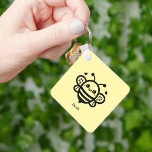 Porte-clés Abeille de miel doux - Kawaii Nursery Line Art