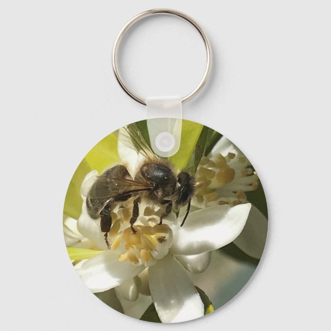 Porte-clés Abeille en fleur orange (Recto)
