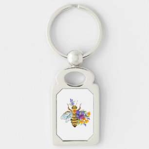 Porte-clés Abeille fleur avec plantes sauvages