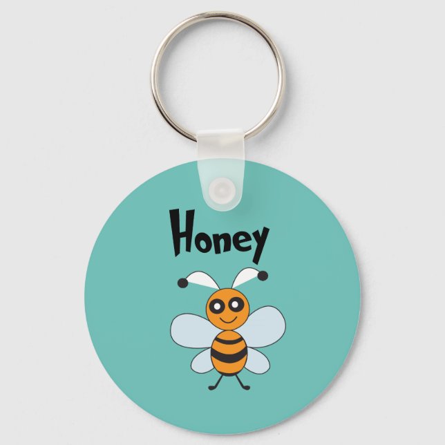 Porte-clés Abeille jaune noir mignonne été (Recto)