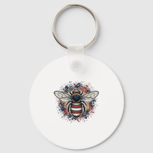 Porte-clés Abeille patriotique gravure vintage vecteur concep