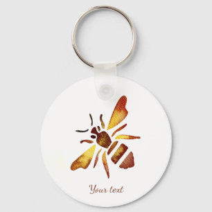Porte-clés Abeille rustique personnalisée brun jaune antique 
