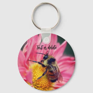 Porte-clés Abeille Sur Fleur Rose Daisy Personnalisé