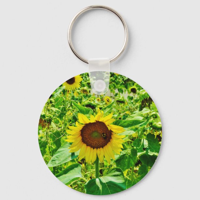 Porte-clés Abeille sur tournesol jaune (Recto)