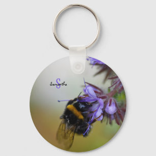 Porte-clés Abeille sur une Tanaisie bleue