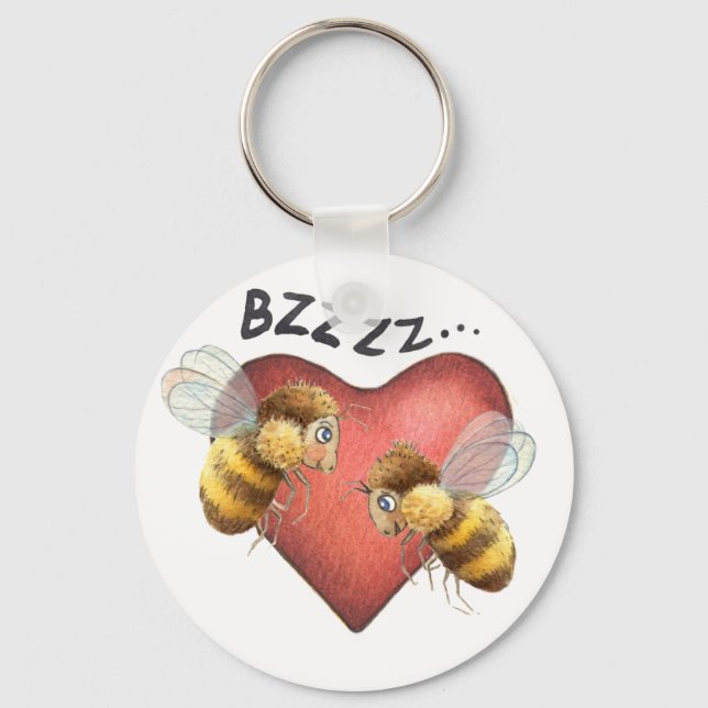 Porte-clés Abeilles adorables et forme cardiaque (Recto)