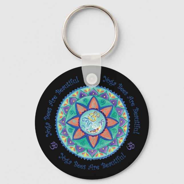 Porte-clés Abeilles de yoga Om Mandala  (Recto)