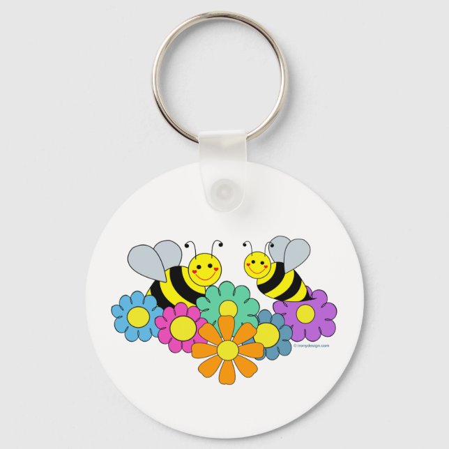 Porte-clés Abeilles et fleurs (Recto)