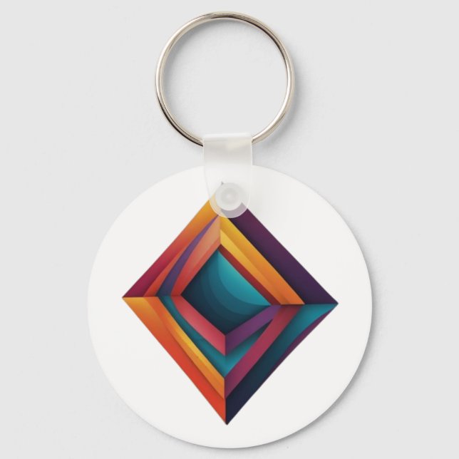 Porte-clés Abstract 3D Geometric Diamond Gradient Art (Recto)