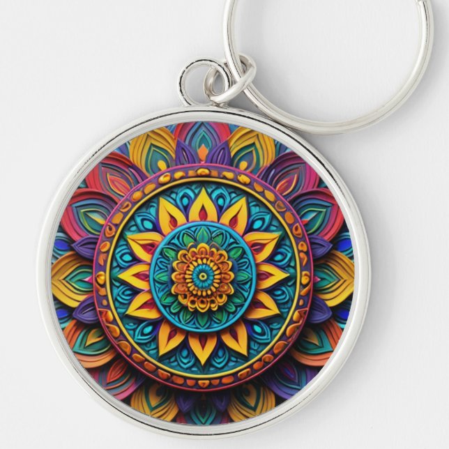 Porte-clés Abstract artwork round metal Keychain  (Devant)