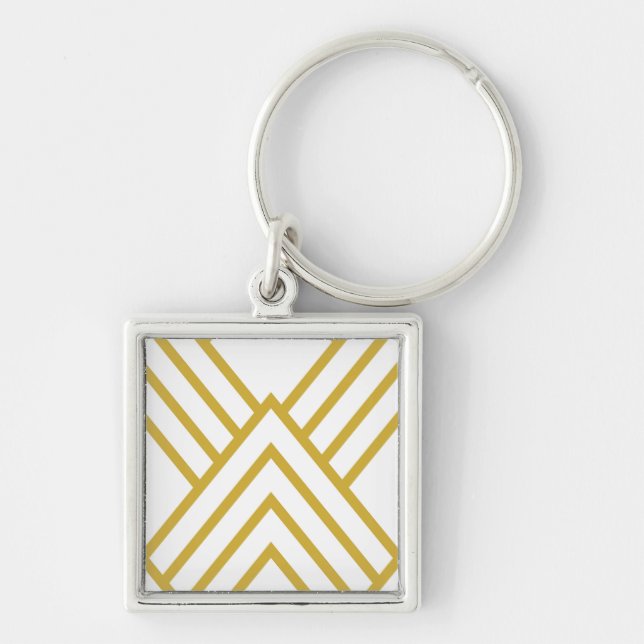 Porte-clés Abstract geometrical, white and gold (Devant)