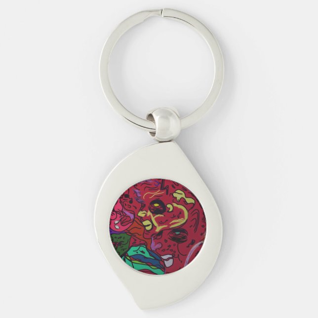 Porte-clés Abstract Moon Galaxy Art Metal Keychain (Devant)
