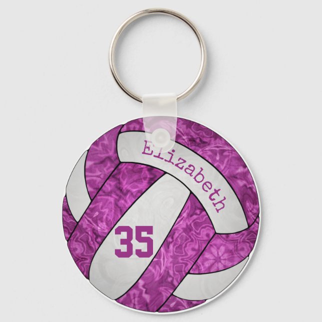 Porte-clés abstrait artsy magenta rose volleyball personnalis (Recto)