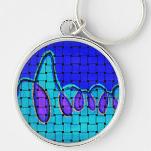 Porte-clés Abstrait bleu français avec texture tissée