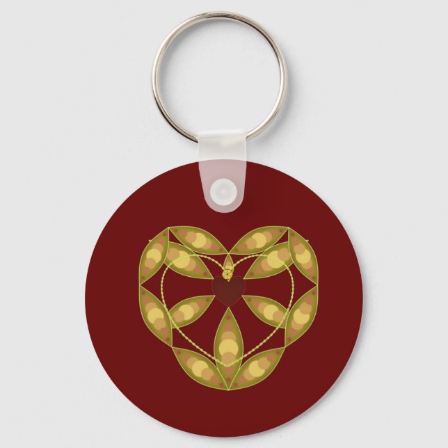 Porte-clés Abstrait coeur floral (Recto)