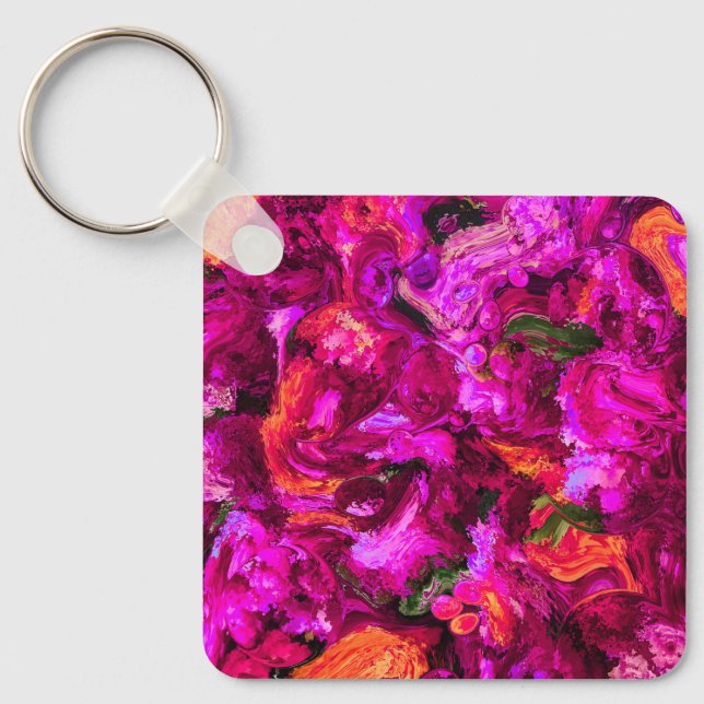 Porte-clés Abstrait Dans Les Purples, Les Oranges Et Les Vert (Recto)