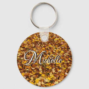 Porte-clés abstrait de feuilles d'automne