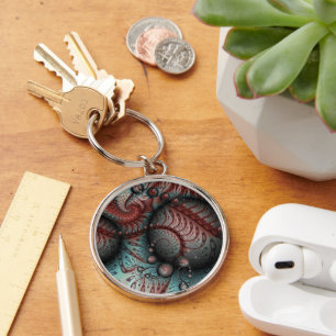 Porte-clés Abstrait Imaginaire dynamique Fractal Art Brown Bl