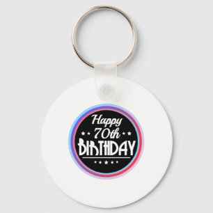 Porte-clés Abstrait moderne Joyeux 70e anniversaire