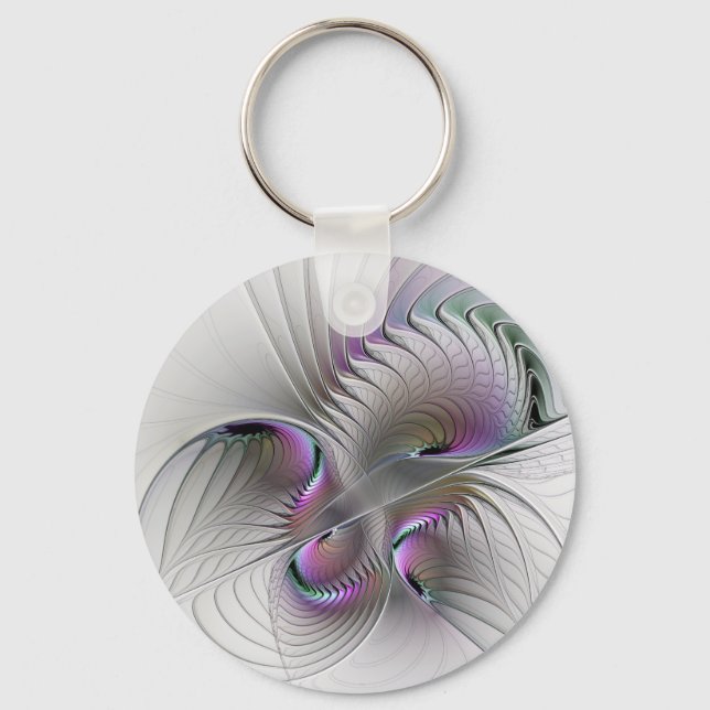 Porte-clés Abstrait moderne Shy Imaginaire Figure Fractal Art (Recto)