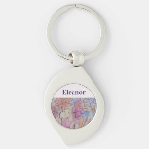 Porte-clés Abstrait Pastel Floral Personnalisé