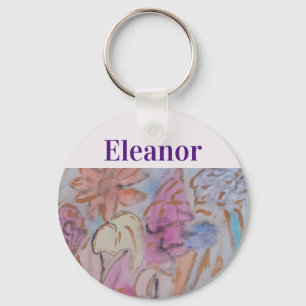 Porte-clés Abstrait Pastel Floral Personnalisé