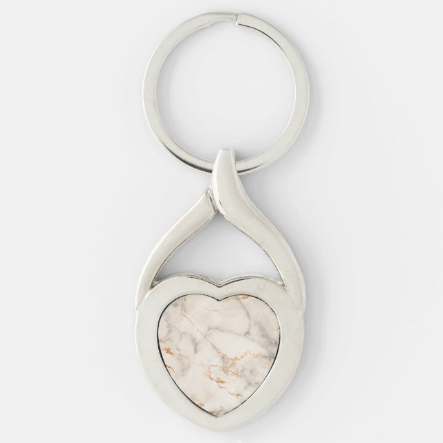 Porte-clés Accents marrons et motif abstrait blanc (Devant)