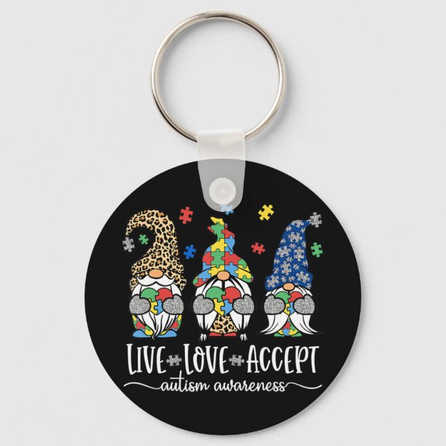 Porte-clés Accepter l'amour vivant Gnome mignon Conception de (Recto)