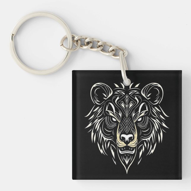 Porte-clés Accessoire Cadeau Tête d'Ours Faune 🐻 (Devant)