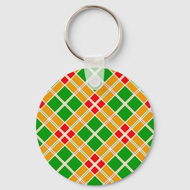 Porte-clés Accessoire motif jaune argyl vert brillant (Recto)