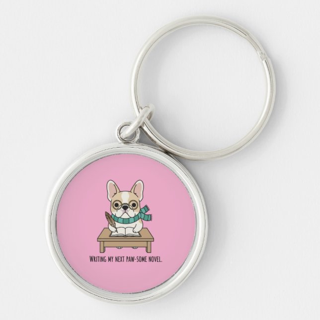 Porte-clés Accessoire Rose Génie Créatif Bouledogue Français (Devant)