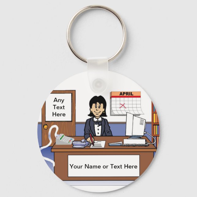 Porte-clés Accountant, Bookkeeper - Female Cartoon (Recto)