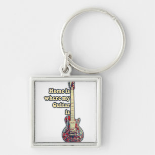 Porte-clés Accueil est où se trouve ma guitare. mots de motiv
