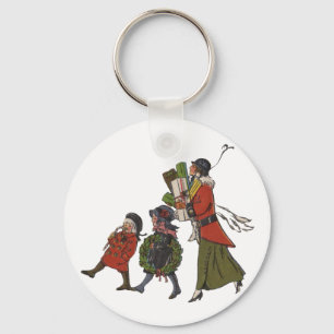 Porte-clés Achats de Noël vintage en famille, plaisir garanti